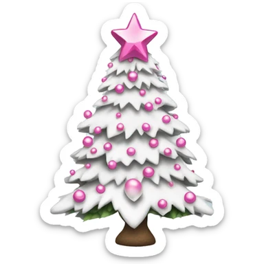 White christmas tree with pink bows as ornanmenta sticker