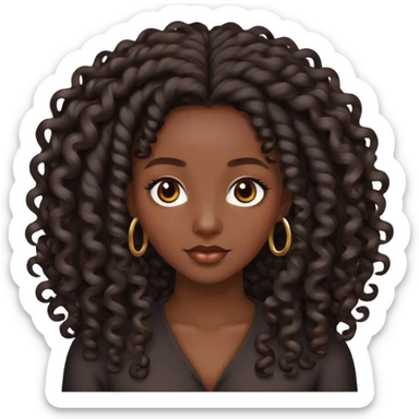 Black woman with long black ringlet curls sticker