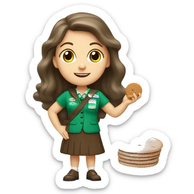 white girl scout selling cookie sticker