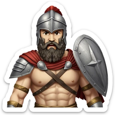 Hyperrealist bearded spartan figth with athenian sticker