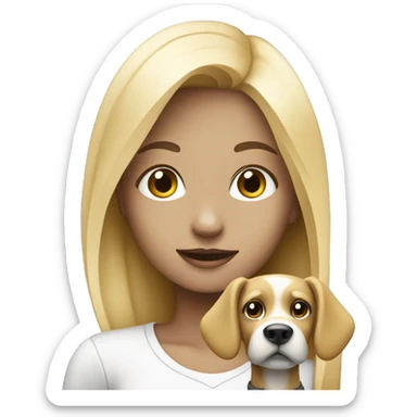blonde girl with dog is black and white  sticker