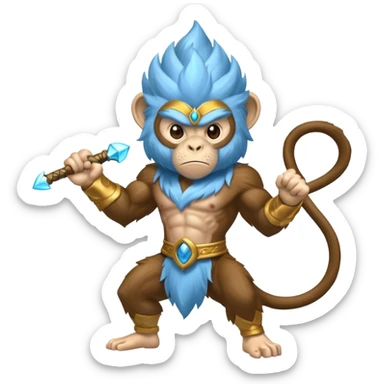 air elemental monkey warior with light blue furr sticker