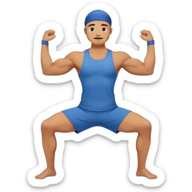 buff man with blue short Crescent Lunge yoga sticker