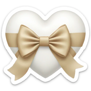 white heart with beige bow sticker