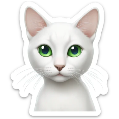 skinny white cat with one blue eye one green eye sticker