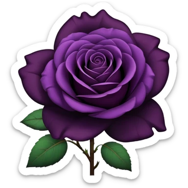 dying dark purple rose, with purple petals and blackish stem and leaves sticker