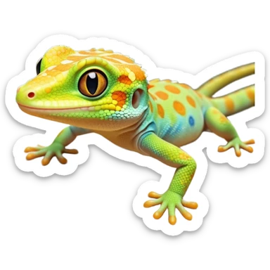 cinematic-cute-realistic gecko-portrait-emoji,-head-tilted-playfully-and-inquisitively,-featuring-a-small,-charming-body-with-smooth,-vividly-patterned-scales,-bright,-sparkling-eyes-and-delicate,-sticky-toe-pads,-simplified-yet-irresistibly-adorable sticker