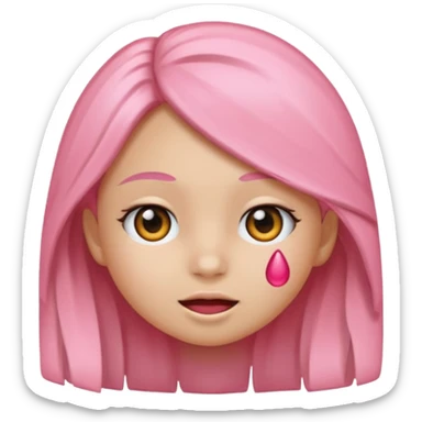 Quiero un emoji de niña piel blanca cachetes rosados y pecas en su rostro cabello negro y largo. Y que este guiñando el ojo sticker