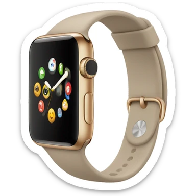 beige apple watch with beige clock face sticker