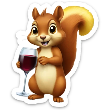 Squirrel with wine and lemons  sticker