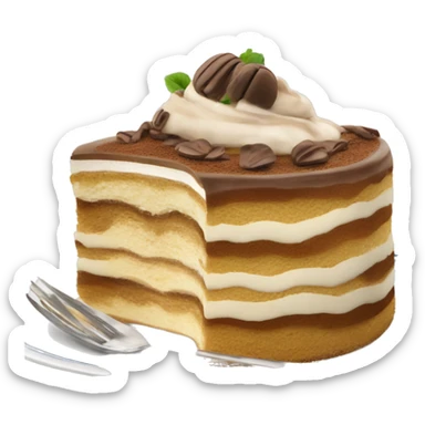 Tiramisu cake on a beautiful plate sticker
