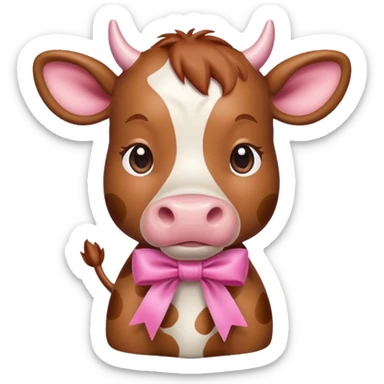 Pink cow with ribbon sticker