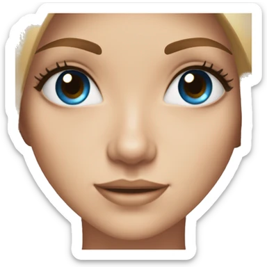 very very light brown straight hair with blue ocean eyes and brown eyebrows and lashes wearing white top sticker