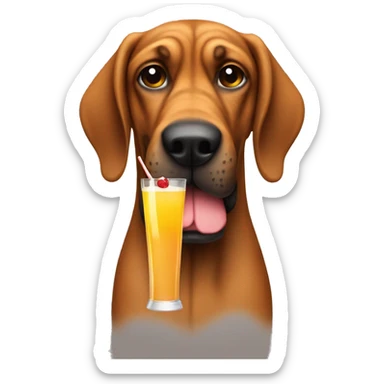 grinning bloodhound holding a cocktail sticker