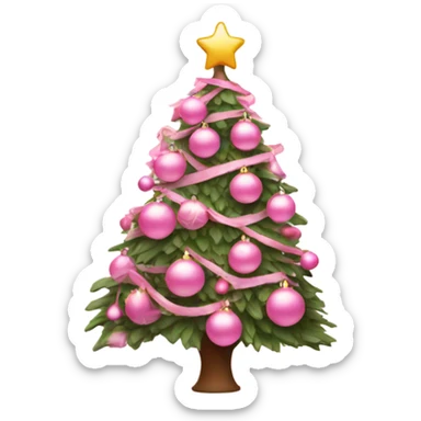 Pink Christmas tree with light pink ornaments sticker
