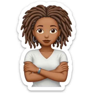 Black woman with locs crossing arms sticker