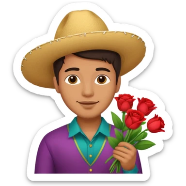 Cute Mexican guy giving you flowers always  sticker
