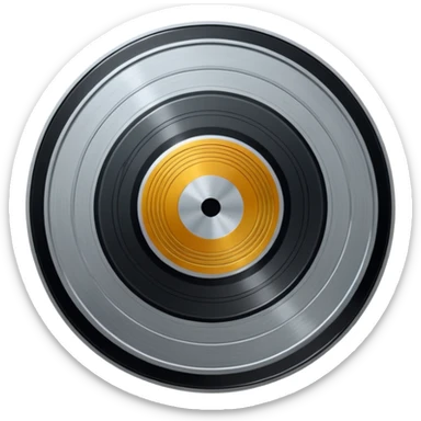 A dark metal platinum music award plaque The center features a relief of a or stylized vinyl record in a slightly darker metallic tone sticker