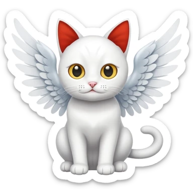 white cat with wings sticker