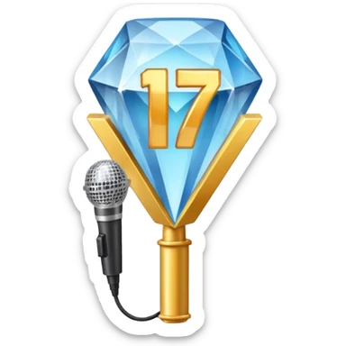 I want these emojis 💎🎤 in one frame with the number 17 I don't want a girl or boy in the pictures. sticker