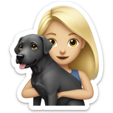Blonde girl with charcoal lab sticker