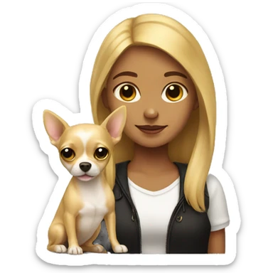 Girl with a gold chihuahua  sticker