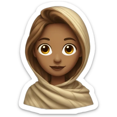 colourful shawl brown hair light skin girl sticker