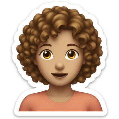 A girl with brown curly hair and blue eyes sticker