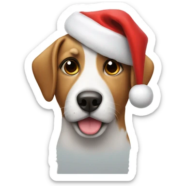 dog with a santa hat sticker