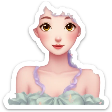 gorgeous anime pastel lady with butterflies and beautiful hair fairycore cottagecore sticker