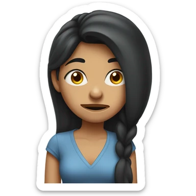 long dark hair girl grossed out sticker