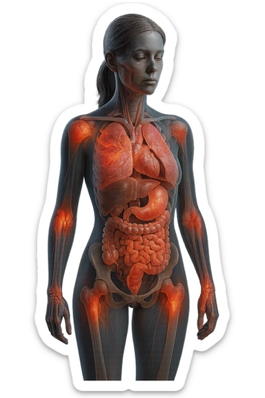 Corpo render in 3d di una donna infiammato cronicamente sticker