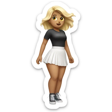 skirt windy thick girl thigh high white blonde sticker