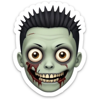 Zombie boy with black grillz and spiked hair with hazel brown eyes emo creepy expression sticker