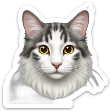 White mainecoon cat sticker