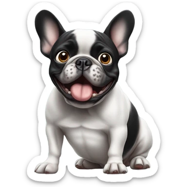Black and white french bulldog letting out a stinky fart and scaring people around him sticker