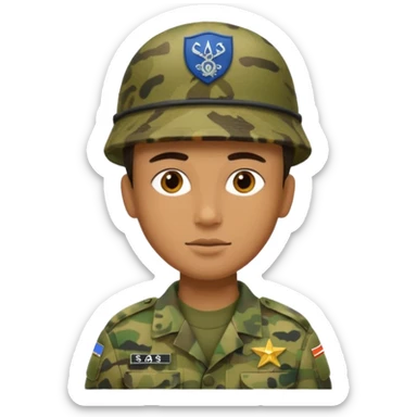 Soldaten in Tarnfarbe der salotiert und den SAS Buchstaben auf der Mütze und Uniform sticker