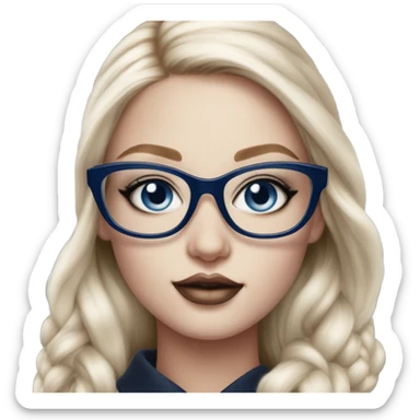 Hyper Realistic beautiful dior model with dark blue eyes and glasses  sticker