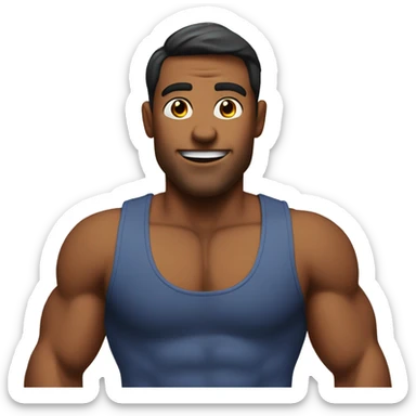 A pumped-up guy with a torso sticker