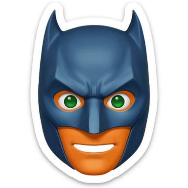 batman emoji with the mask is in blue, orange and green, the face, eyes are regular colors sticker