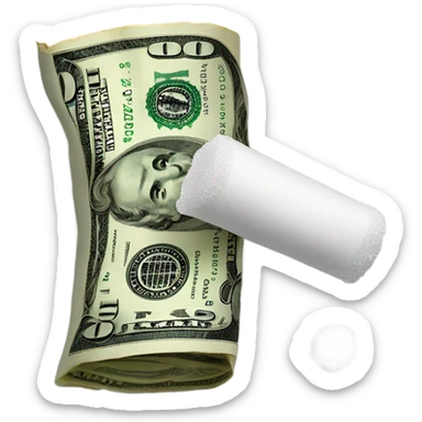 Rolled up dollar bill next to pile of salt sticker