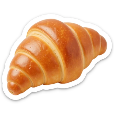 flaky croissant with visible layers, skeuomorphism icon style sticker