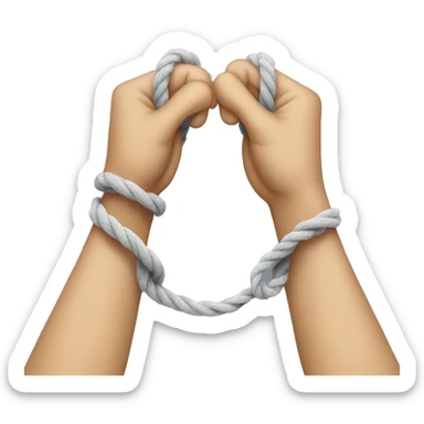 emoji hands pulling a rope tightly sticker