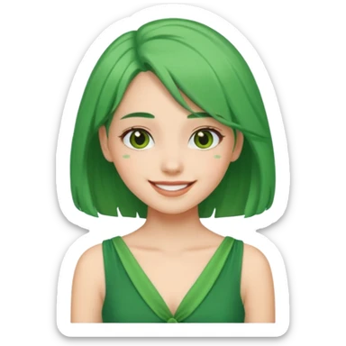 a girl of nature green hair and it shows her whole body green dress pretty sticker