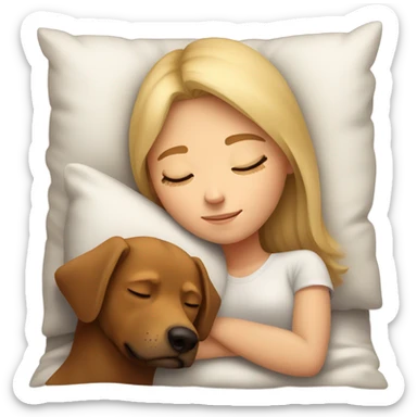 Blonde girl sleeping with Brown Dog  sticker