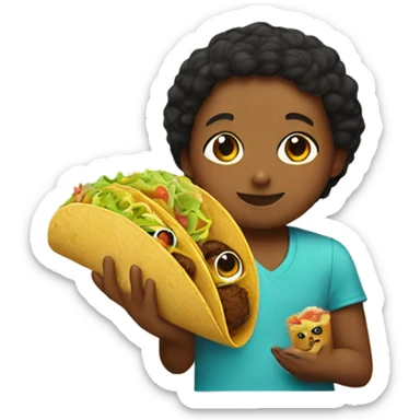 Yas holding a baby and a taco  sticker