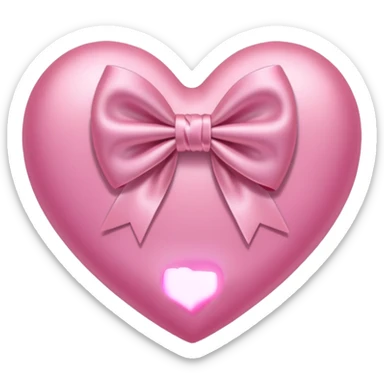 pink heart with light pink bow sticker