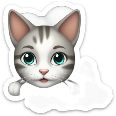 girl cat secretary sitting on top of the cloud sticker