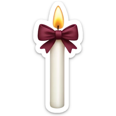 thin white candle with burgundy bow  sticker