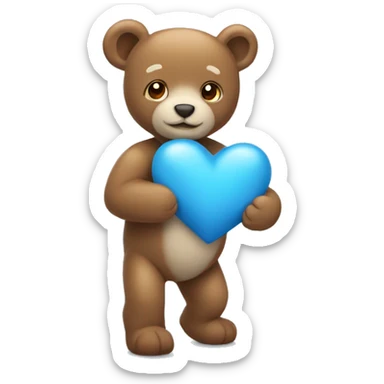 Corazón azul claro con osito sticker